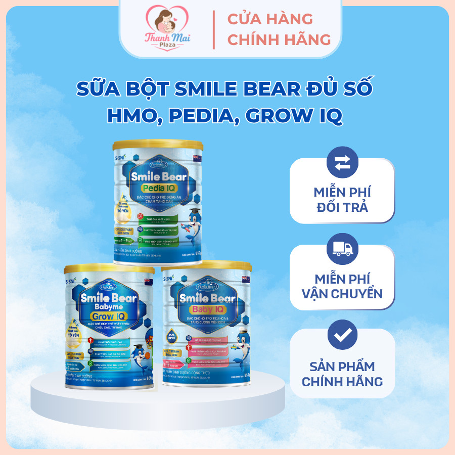 Sữa Smile Bear Baby IQ, Pedia, Grow đủ số [Date 2028]