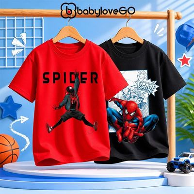 Áo thun siêu nhân cho bé trai BabyloveGO, áo phông cho bé 100% cotton khô thấm hút mồ hôi