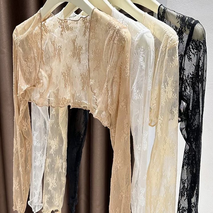 Áo len len len Bolero cắt ren nữ 0525
