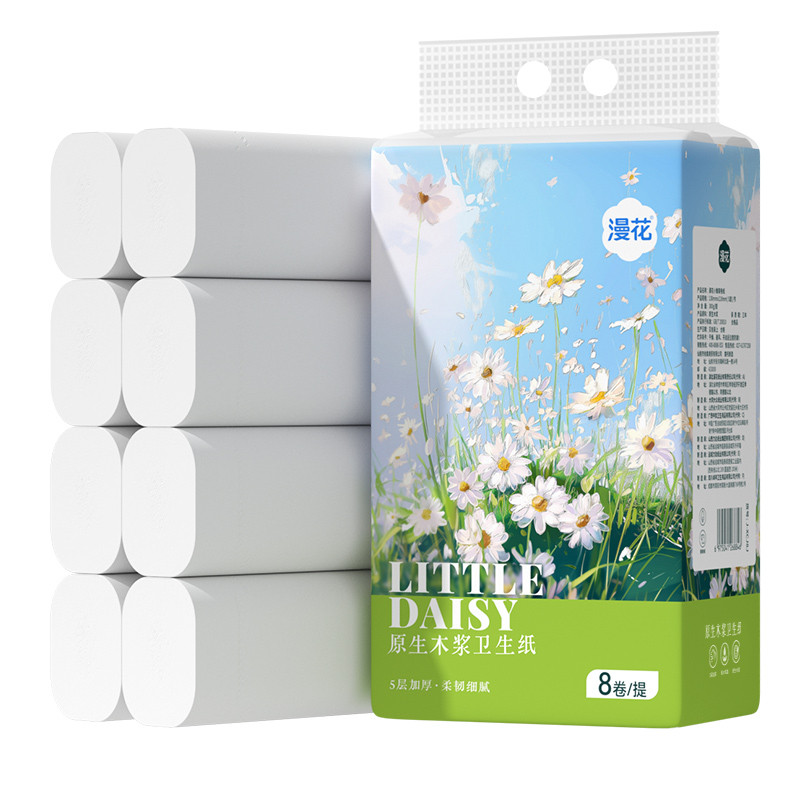 Giấy cuộn vệ sinh Manhua Daisy dày 5 lớp 37g * 8 cuộn [88VIP]