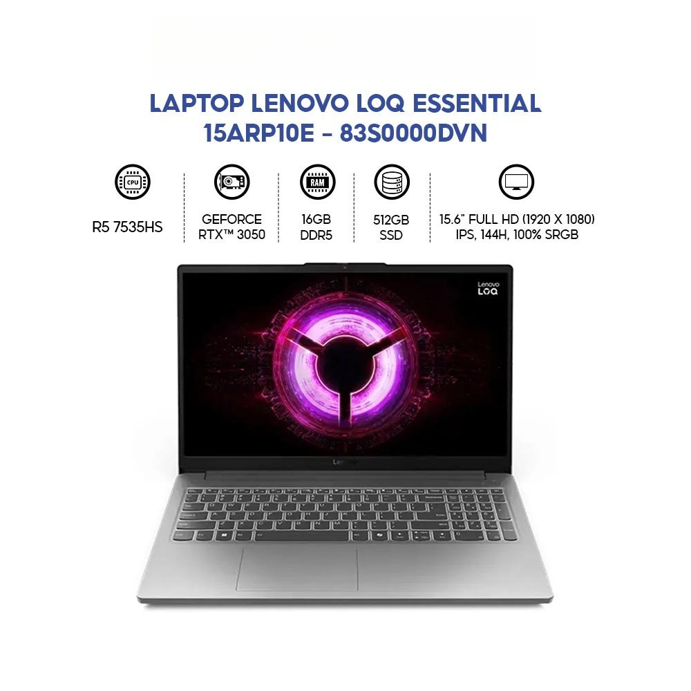 Laptop Lenovo Gaming LOQ 15ARP10E-83S0000DVN (R5 7535HS/16GB/512GB/15.6 FHD 144Hz/RTX 3050 6GB/Win11
