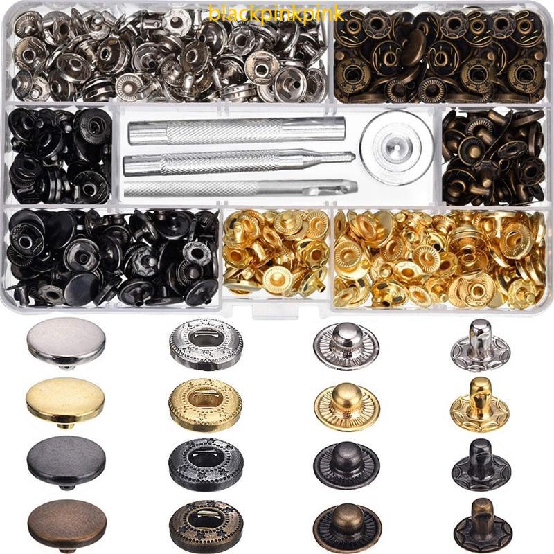 ĐEN 100 Bộ 12 5mm 0 49Inch Dây buộc Da Snaps Button Kit