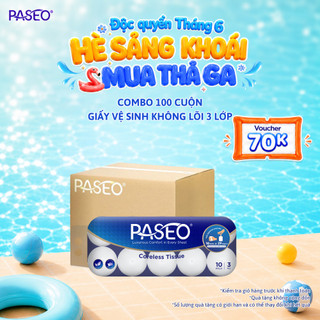 Thùng 10 Lốc 100 cuộn Giấy Vệ Sinh (3 Lớp) Không Lõi 10 Cuộn/Lốc, Mềm Mịn Cao Cấp Tan Được Trong Nước