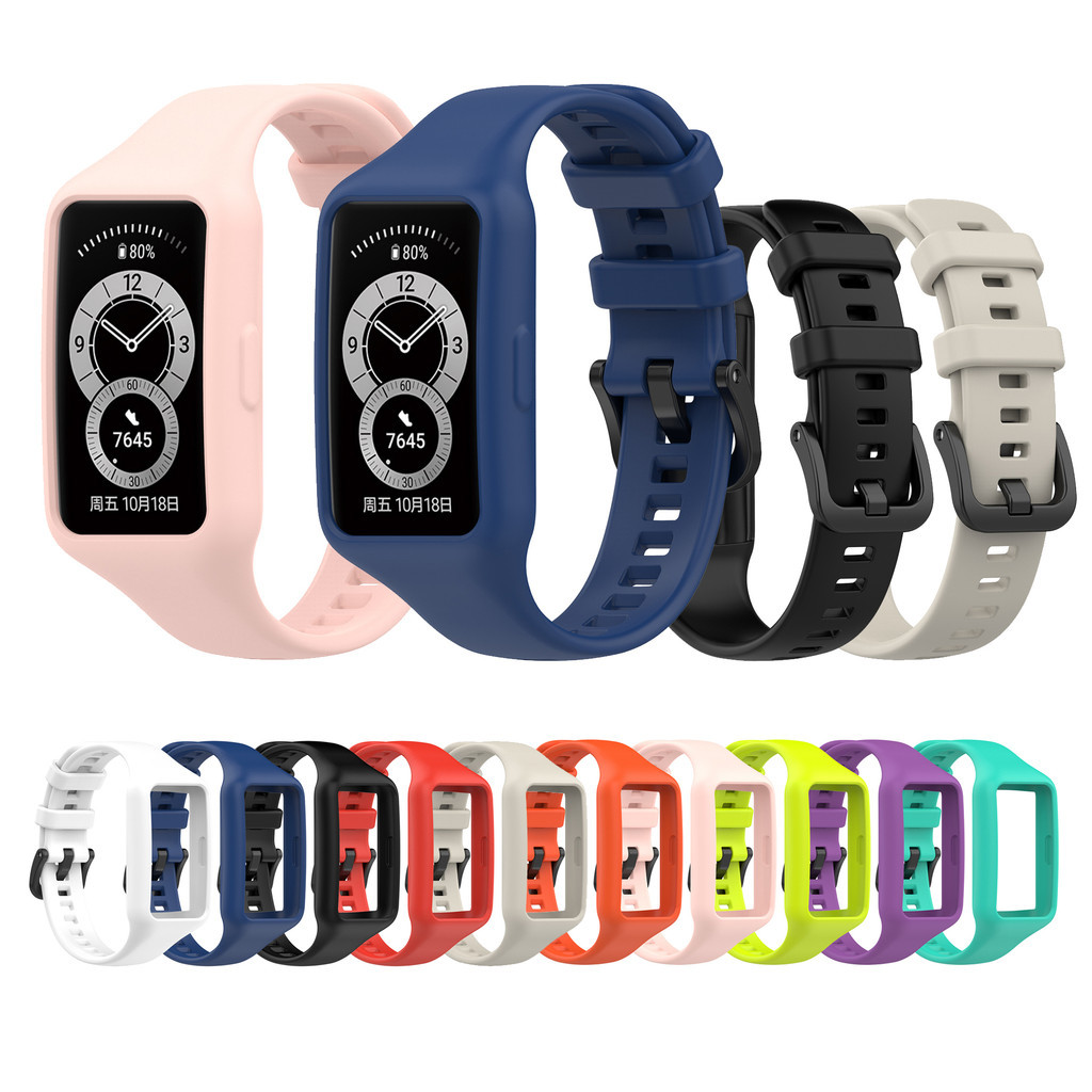 Dây đeo silicon có vỏ cho Huawei Band 7 6 Honor Band 7 6 Pro