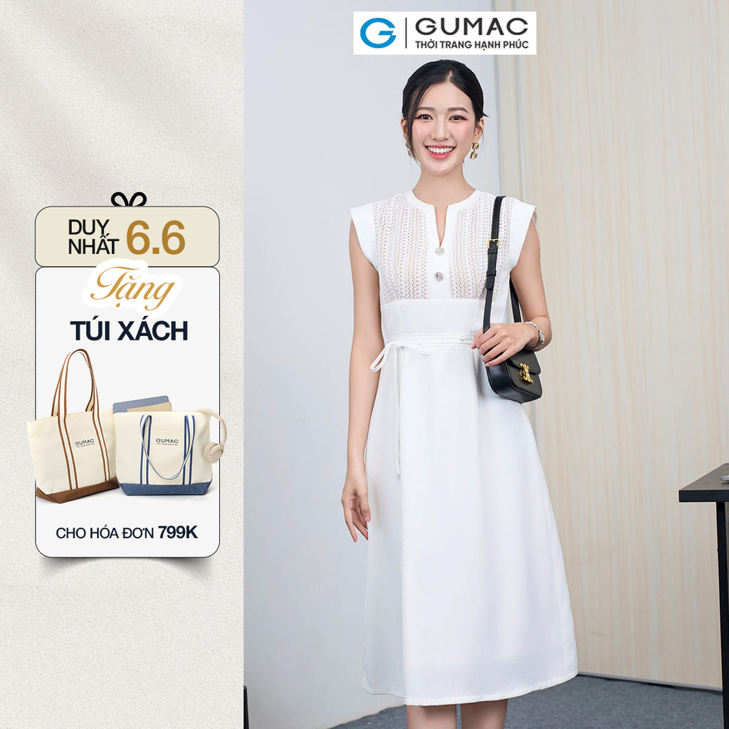 Đầm nữ GUMAC A phối ren  DE06012 - DE06020
