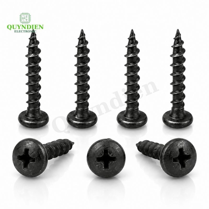 Ốc Vít Nhọn M4 = 4x25mm Bắt Thùng Loa Ren Thưa Taiwan Dài 25mm Màu Đen Chuyên Dùng Lắp Loa, Gỗ, Nhựa
