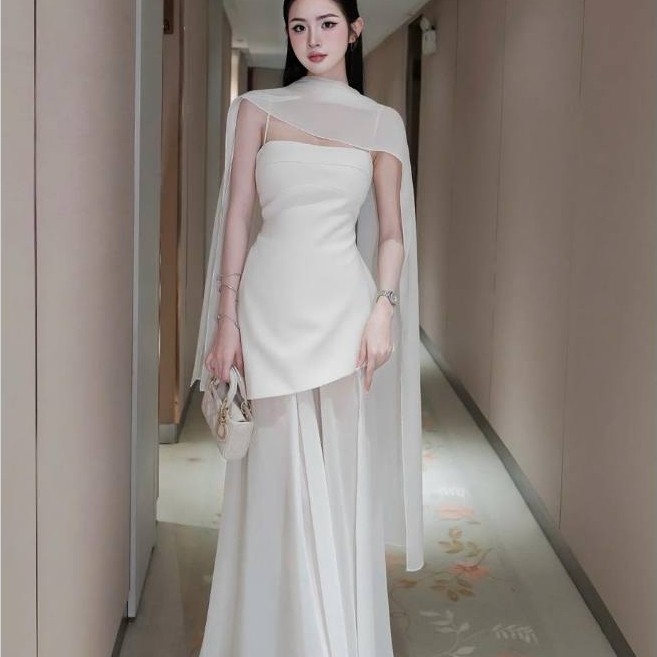Julie Set- Set đầm maxi 2 dây tùng canh xéo khăn choàng thướt tha- 𝑪𝑯𝑨𝑼 𝑯𝒀 𝑫𝒆𝒔𝒊𝒈𝒏