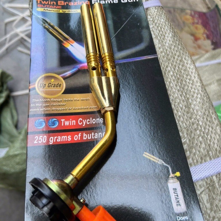 Khò Gas mini 2 đầu, Khò ga 2 nòng bằng thép không rỉ mạ đồng .