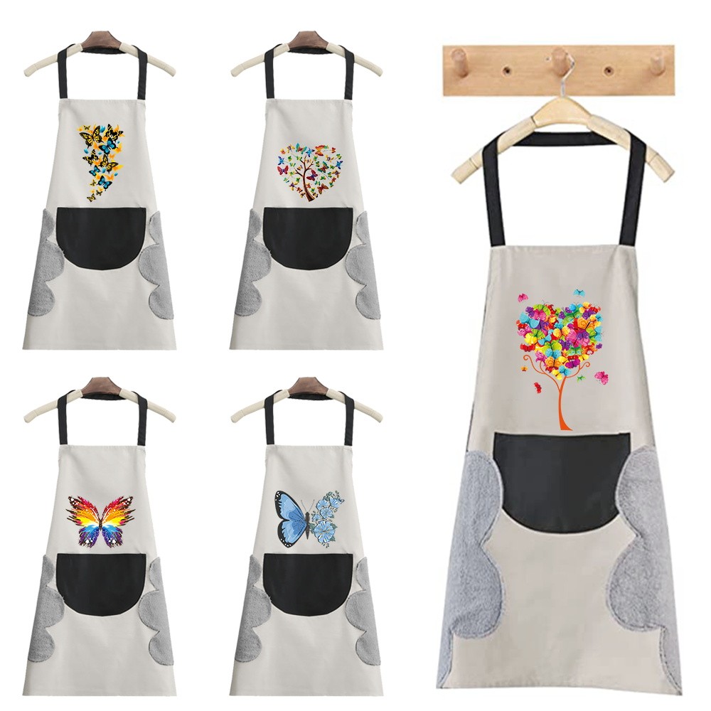 Apron Kitchen Apron Chef Apron Water Proof Fashion  With Pocket butterfly Series