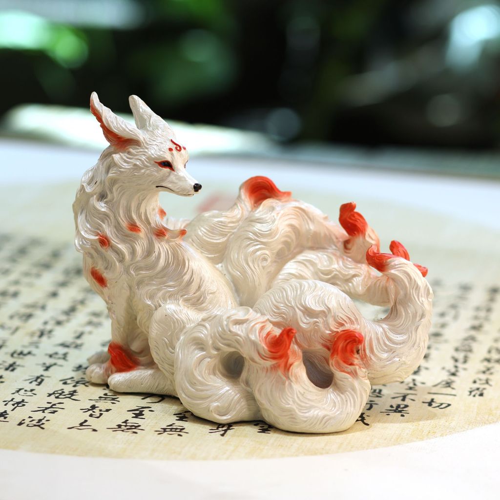 Hot Sale#Nine-tailed fox ornament, small fox, nine-tailed spirit fox, Buddhist temple statue, home d