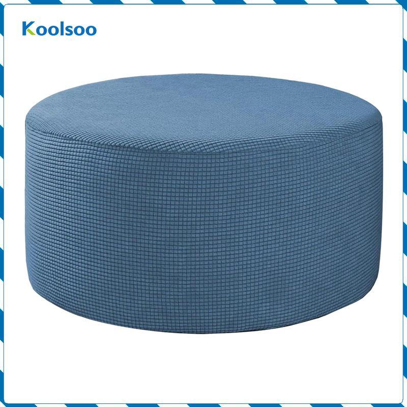 Vỏ Ottoman co giãn, Vỏ Ottoman tròn cho phòng khách, Vỏ vải Ottoman co giãn có cạnh đàn hồi.