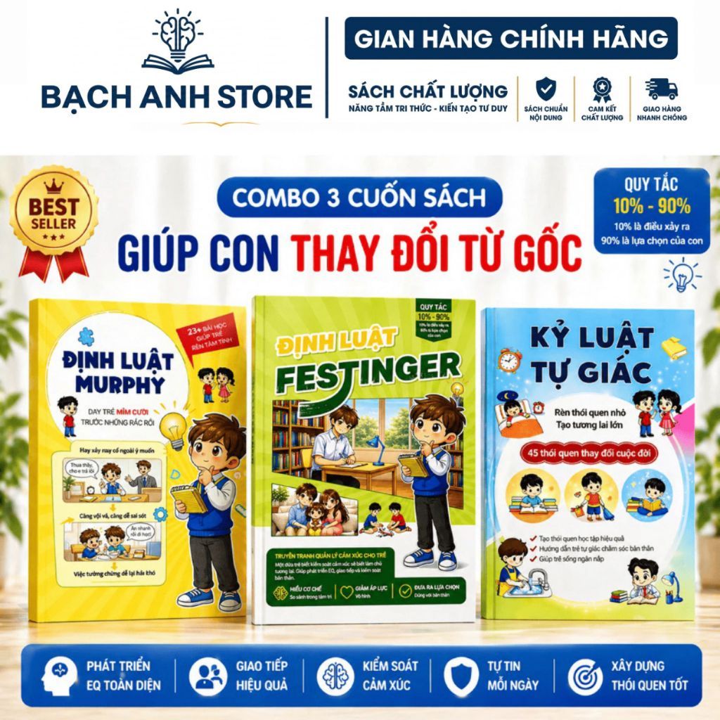 Combo 3 Cuốn : Định Luật Festinger + Kỷ Luật Tự Giác + Định Luật Murphy - in màu ( có bán lẻ )