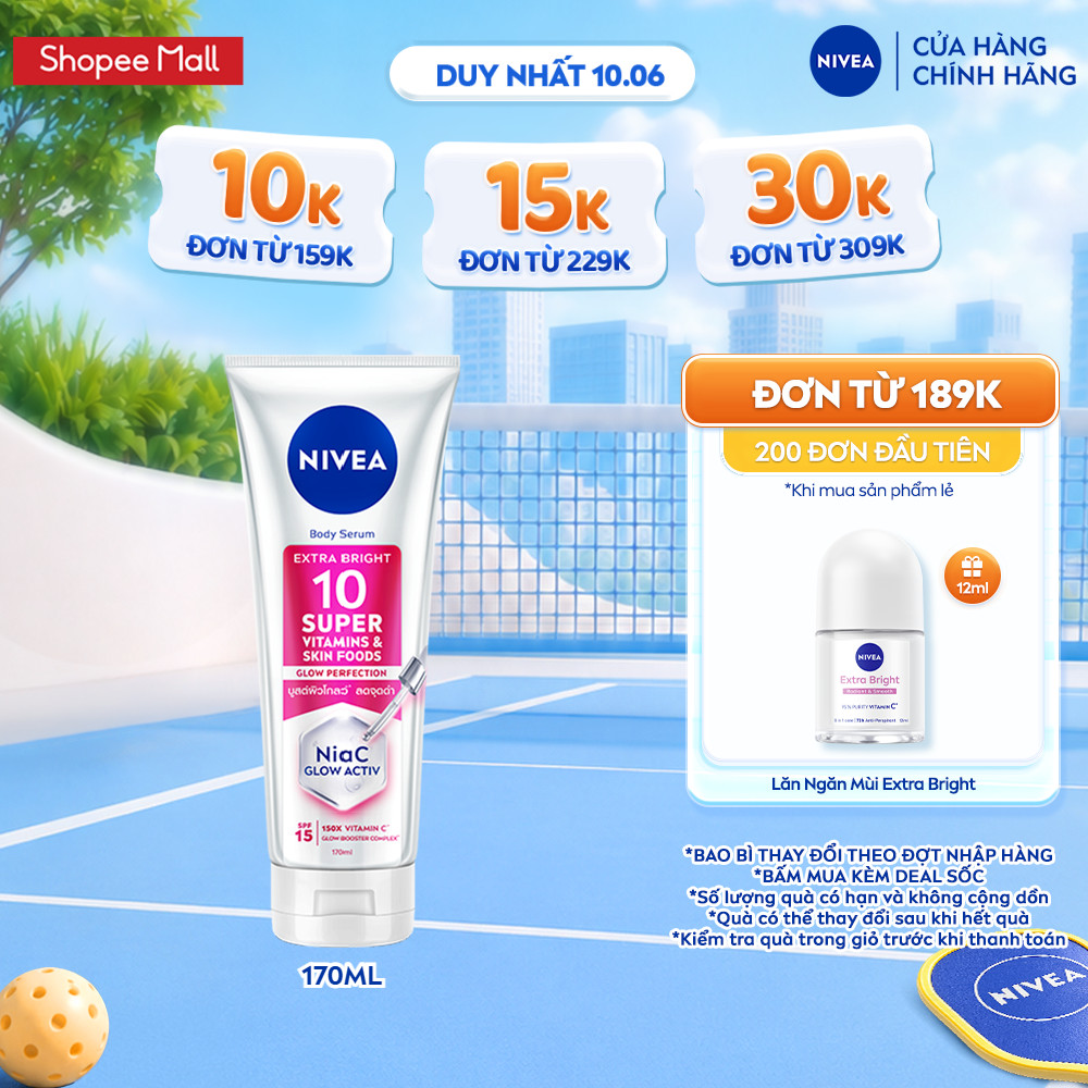 Serum Dưỡng Thể NIVEA 10 Super Vitamins & Skin Foods Sáng Da Mờ Thâm Sau 5 Ngày (170 ml) - 93830