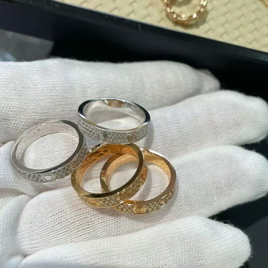 EMNJ Glossy single diamond, three diamonds, starry sky LOVE Wide and narrow screw couple rings for w
