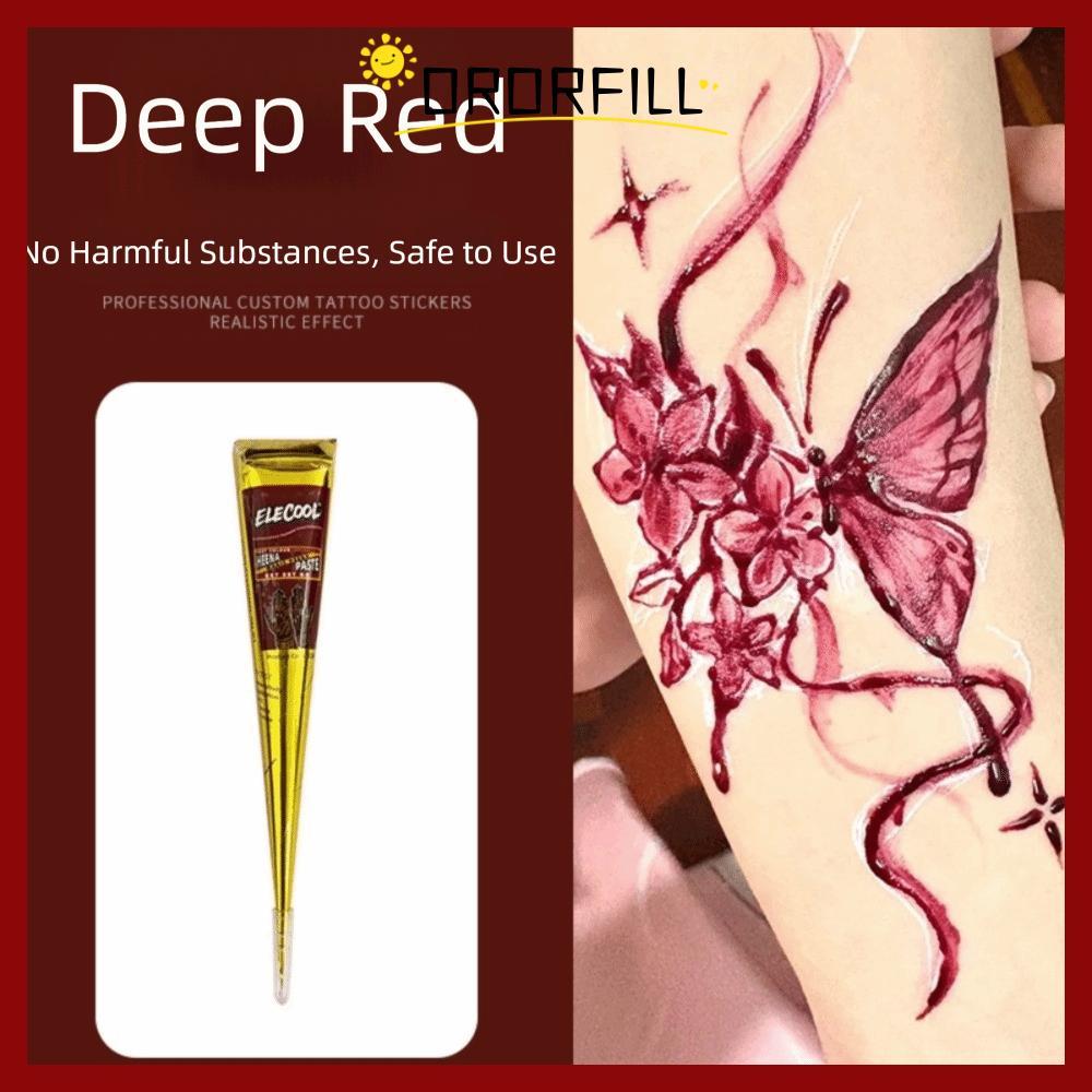 ORORFILL Henna Paste Cone, Kem xăm Henna tạm thời bán vĩnh viễn, Kem Henna Dễ sử dụng Màu nâu đen Me