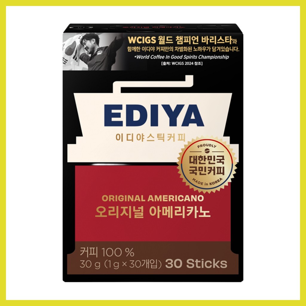 [ediya] Americano chính hãng, 30 que, 1 que Americano Hàn Quốc / Hương đậm / Chính hãng 100% của K-D