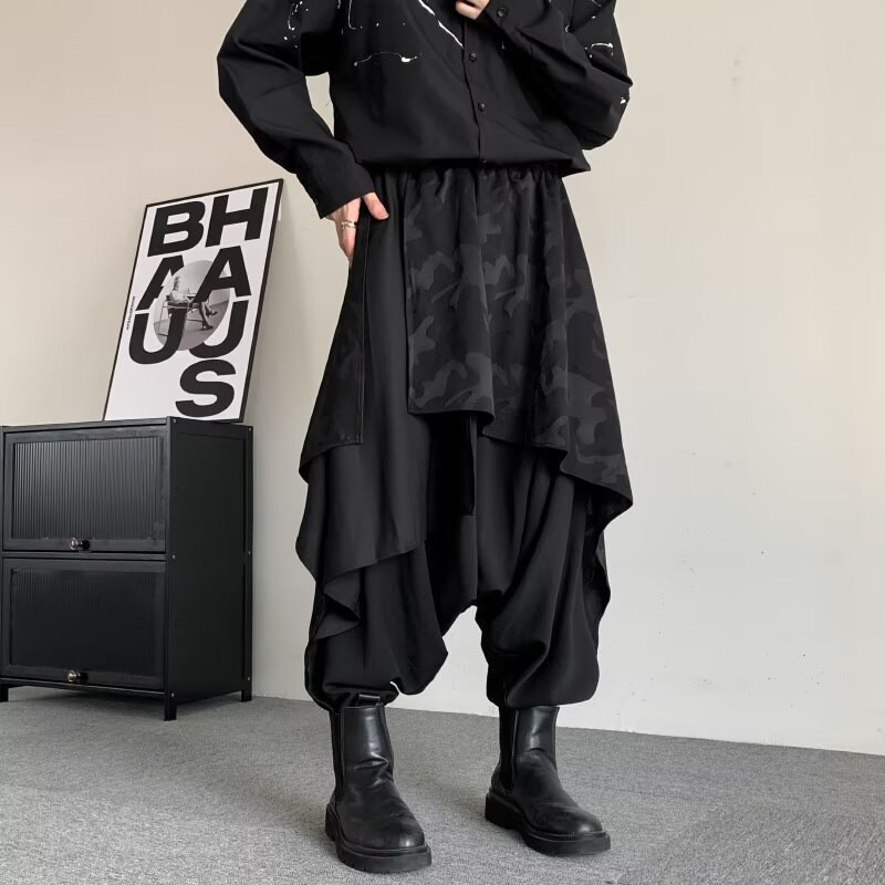 Culottes Yamamoto Dark Harem Thiết Kế Nhật Bản Đen Samurai Không Đều Culottes Nam Plus Size Yamamoto