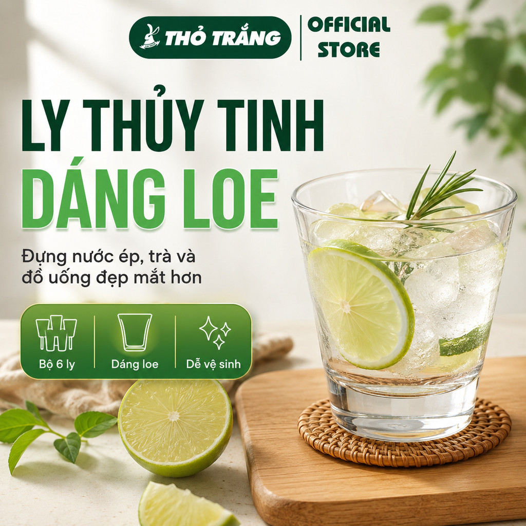 Bộ 6 Ly Thủy Tinh Loe Lotus Glass Cao Cấp