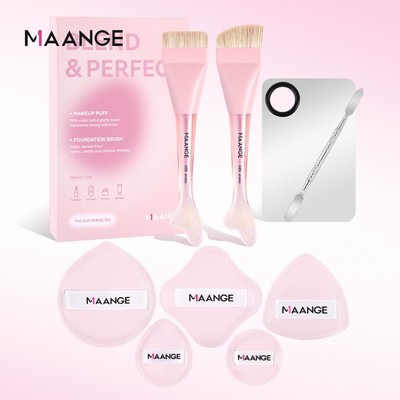 MAANGE Cọ kem nền siêu mỏng kèm 1 miếng mút trang điểm khô và ướt, Bộ quà tặng cao cấp 52099