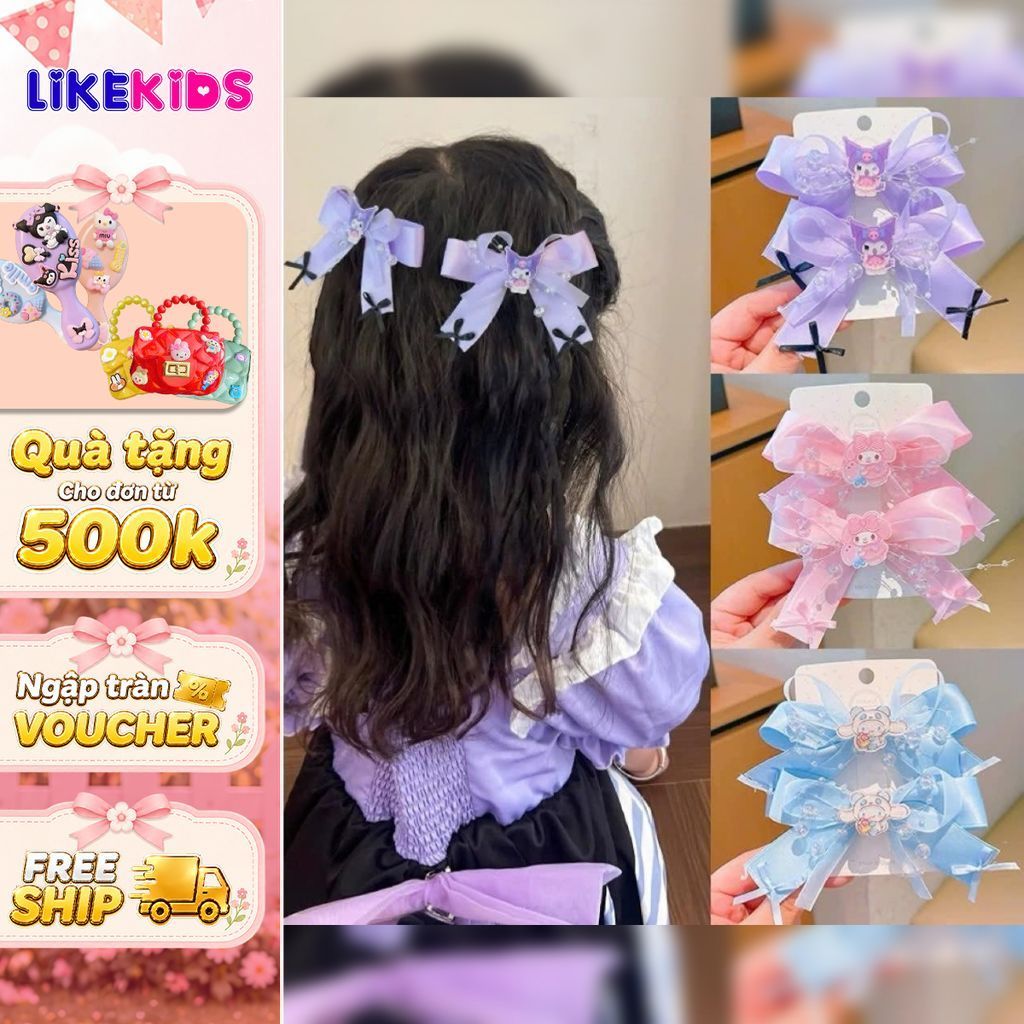 KẸP cho bé gái hoạ tiết NƠ LẤP LÁNH - LikeKids