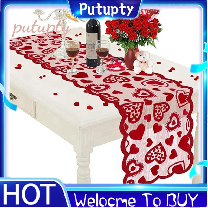 Ngày Lễ Tình Nhân Trang Trí Bàn Chạy Ren Đỏ Bàn Chạy Trang Trí Trái Tim Bàn Chạy 13 X 72Inch, Ngày L