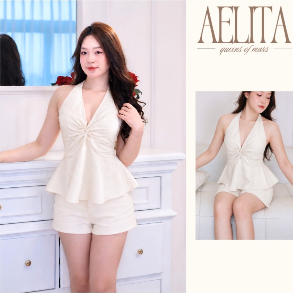 Áo kiểu nữ cố yếm thiết kế xoắn ngực tinh tế trẻ trung AELITA - TR30