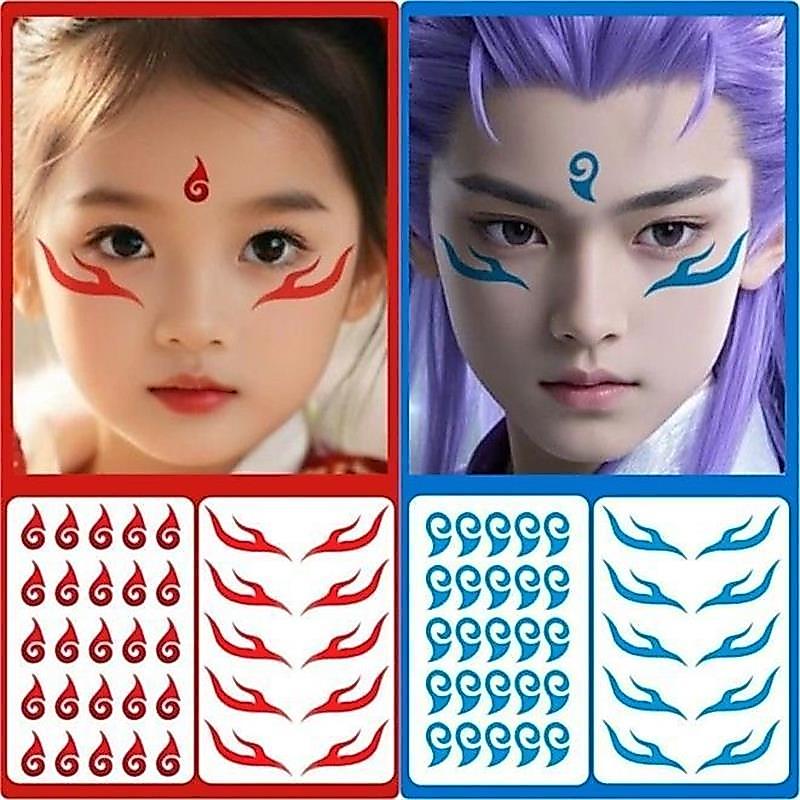 Magic Boy Tattoo Ao Bing Blue Nezha Eyebrow Center Descending World Forehead Eye Corner Sticker COS 