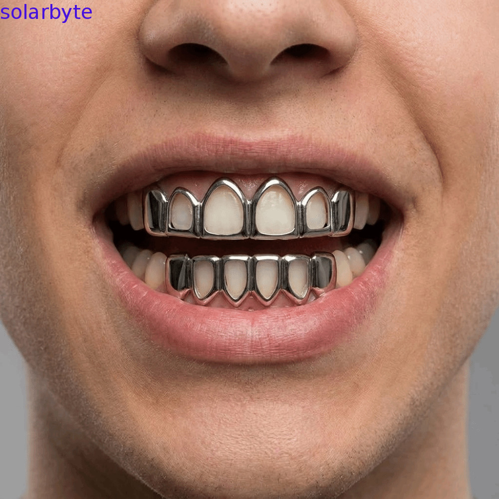 SOLARBYTE 2 Cái / bộ Lưới Nướng Nha Khoa, Hip Hop Classic Charm Grillz, Punk Trang Sức Bóng Đơn Giản
