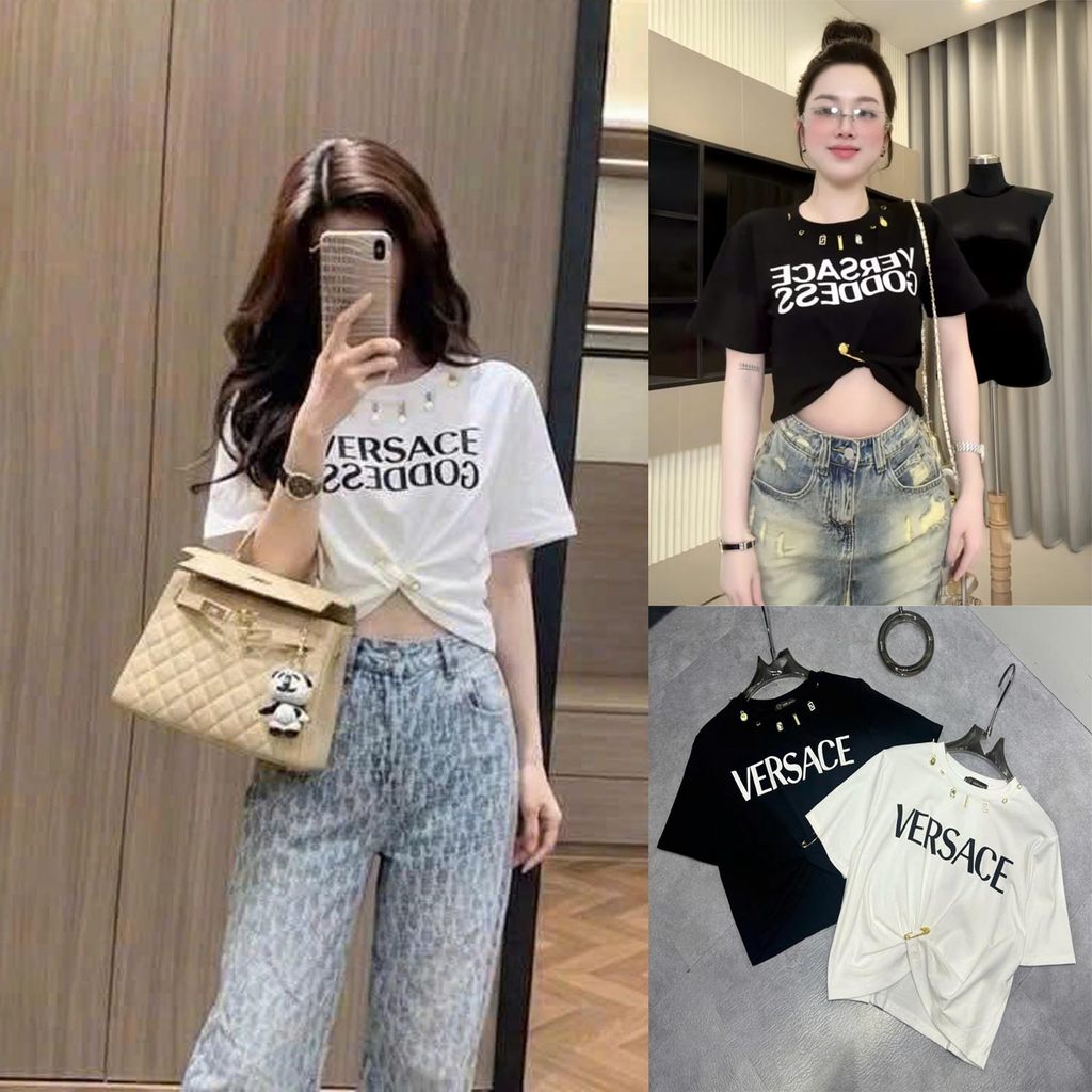[Follow shop nhận mã 10k] Áo thun croptop hoạ tiết chữ ghim băng Meo Meo Shop AP1040