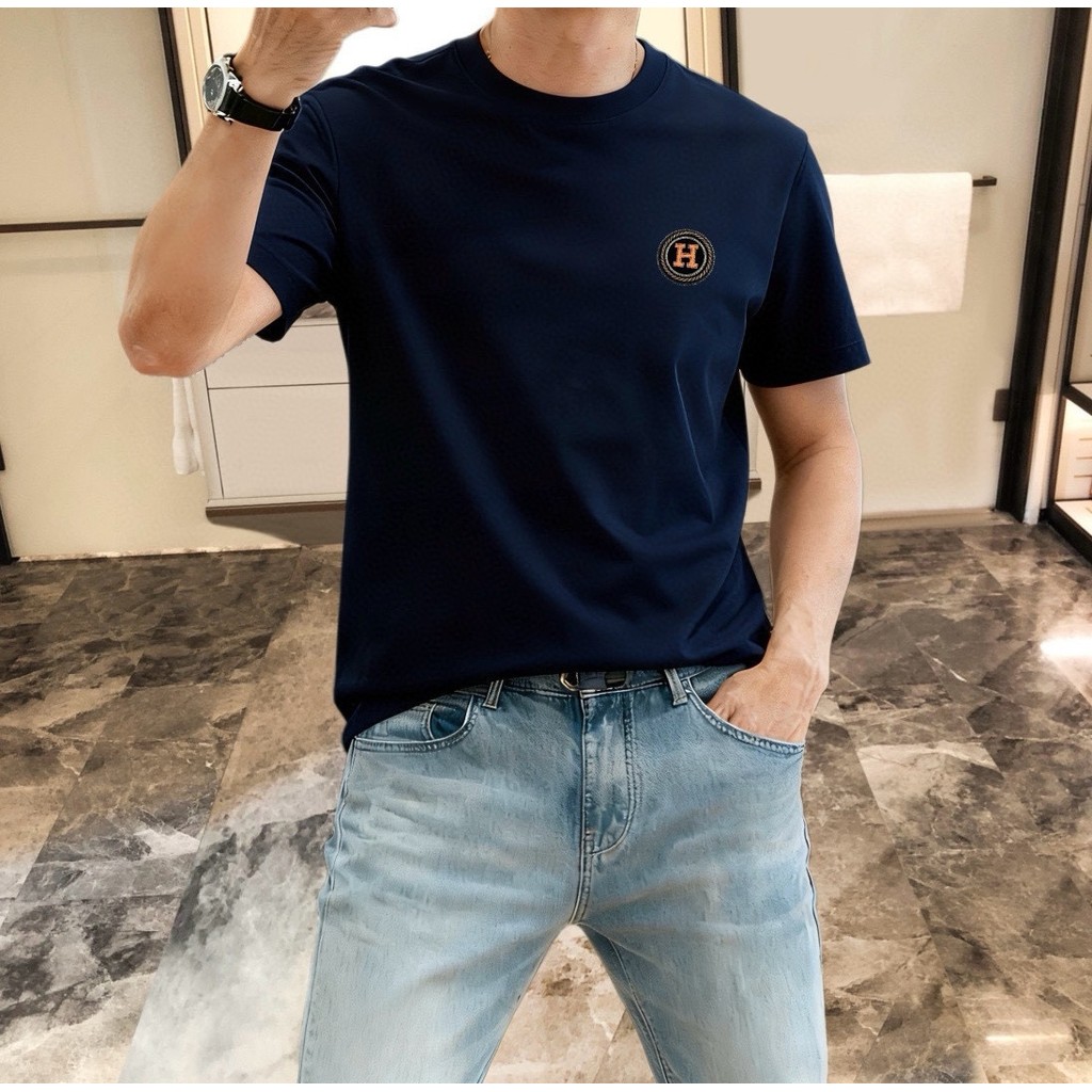 Hermes Nam Nữ Plus Kích Thước Tay Ngắn Cặp Đôi Thường Ngày Co-Branded Dày Không Dây Áo Chui Đầu Thời