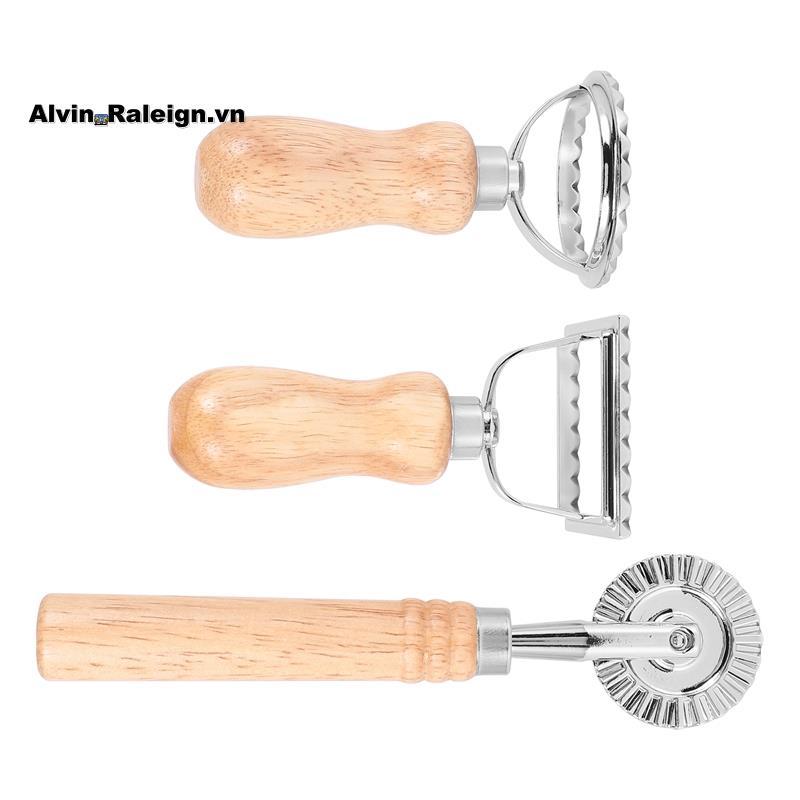 Bộ 3 Dụng Cụ Cắt Bánh Mì Ravioli, Máy Làm Tem Ravioli Có Tay Cầm Bằng Gỗ Ravioli Máy Làm Ravioli Máy