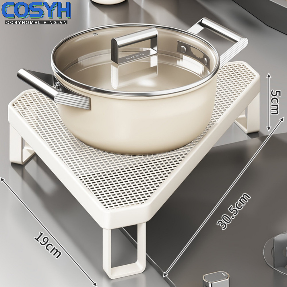 <cosyh>Iron Art Triangular Pot Rack for Corner For Kitchen Counter Space Saving Storage