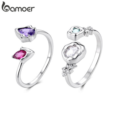 Bamoer Mở Nhẫn Có Thể Điều Chỉnh Kích Thước Đá Bất Thường Trang Sức Thời Trang Cho Nữ Quà Tặng