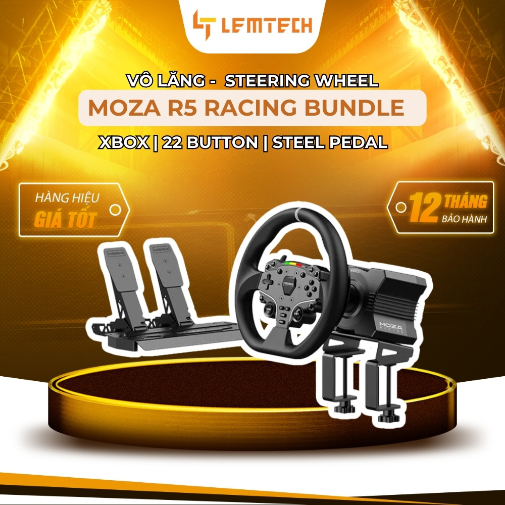 Vô Lăng Moza Racing R5 Bundle 2nd – Bộ Vô Lăng, Động Cơ & Bàn Đạp Chơi Game Chuyên Nghiệp