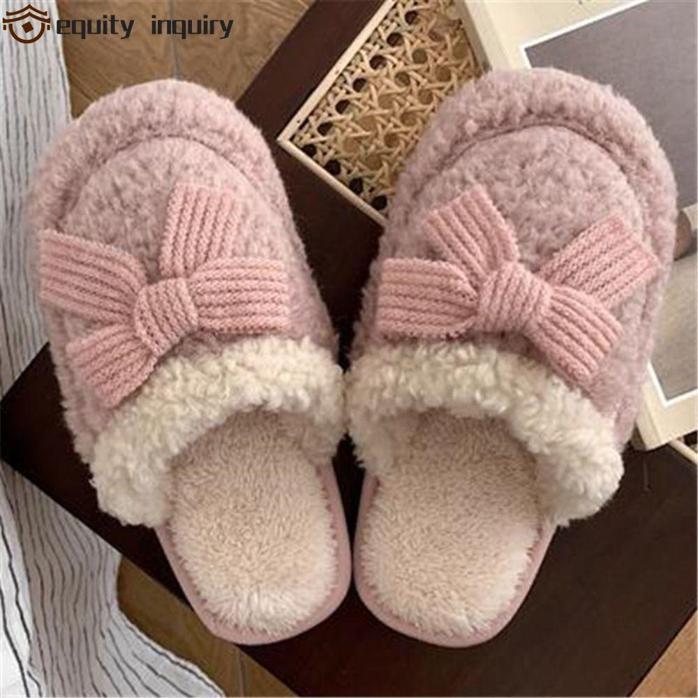 equity inquiry Dép EQUITY INQUIRY Sang Trọng, Letter Nơ Dày Dép Trong Nhà Mùa Đông, Giày Homewear Th