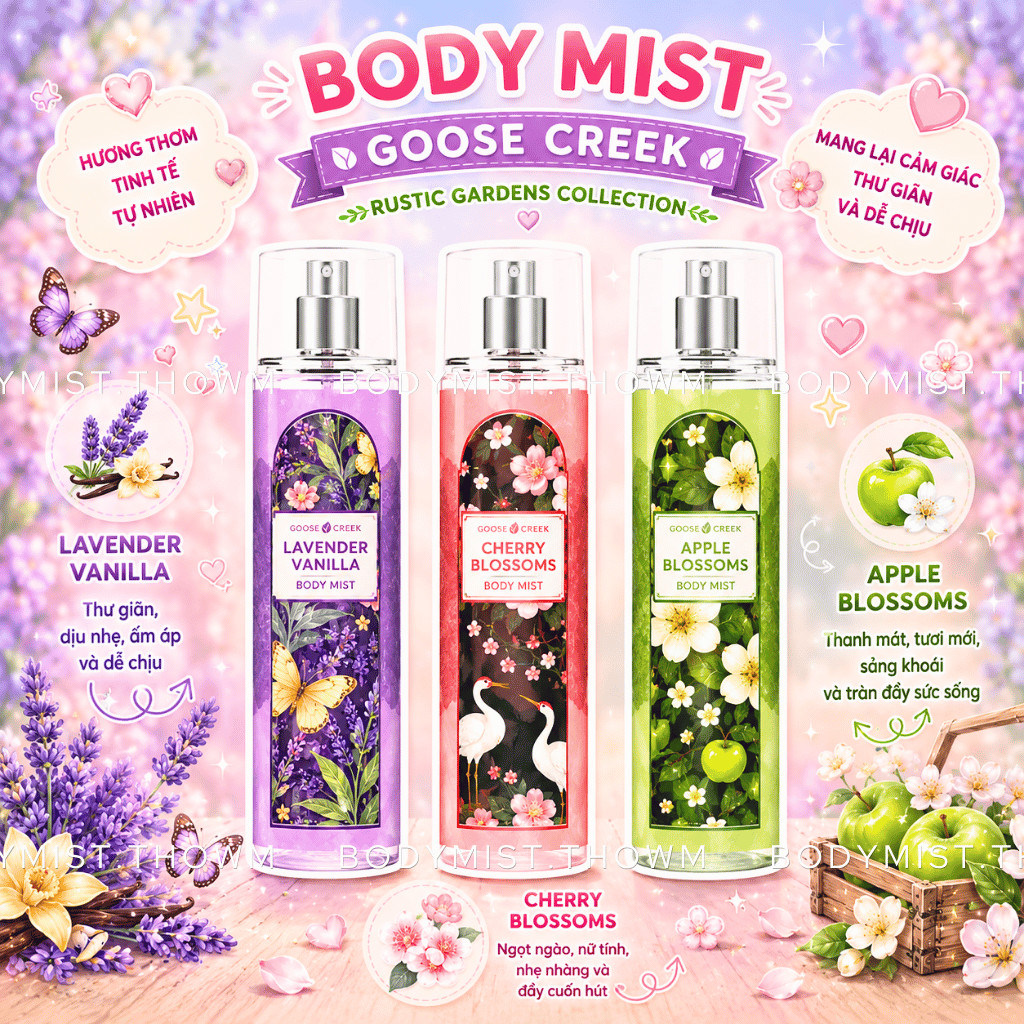 [ MINI ] Apple Blossoms | Lavender Vanilla | Cherry Blossom - Body mist Goose Creek