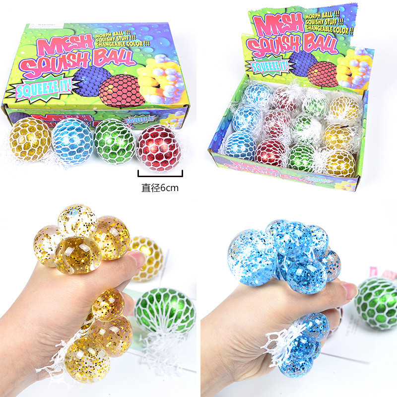 Sáng Tạo Pop Hạt Vàng Bột Nho Bóng Mới Lạ Bốn Màu Đồ Chơi Giải Nén Pectin Thông Hơi Bóng Nước Bóp Ta