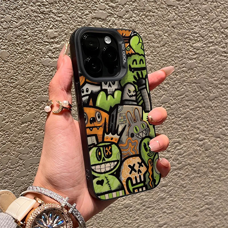 Ốp Điện Thoại Trong Suốt Mềm Mại Chống Sốc Street Monster Graffiti Bộ Sưu Tập Thích Hợp Cho iPhone 1