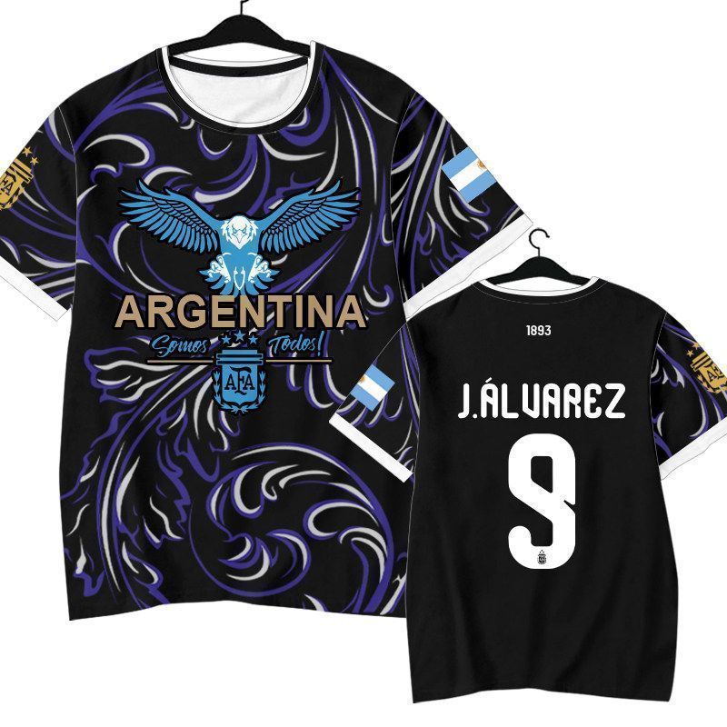 2026 World Cup Argentina Team Messi Bóng Đá Nhanh Khô Áo Nhanh Tay Ngắn Nam Nữ Áo Thun Argentina Jer
