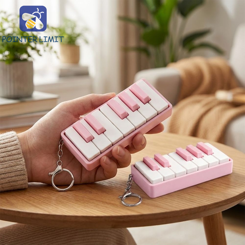 POINTER LIMIT Fidget Piano Charm Móc khóa, 12 phím Press 3D In Piano Căng thẳng Clicker Móc khóa, Mớ