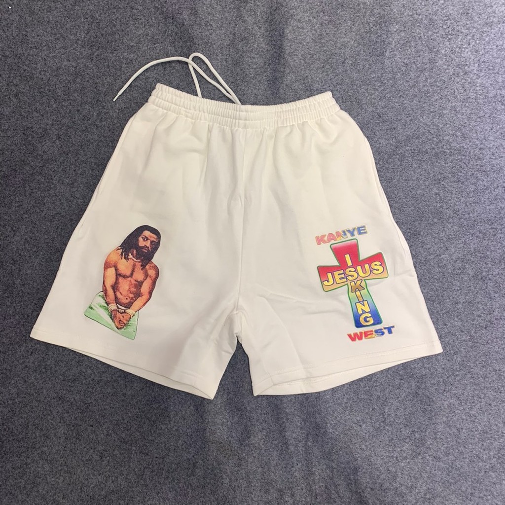 Kanye WEST JESUS IS KING FOG High Street Foam Print Quần short Cotton thông thường XS-3XLXS-3XL