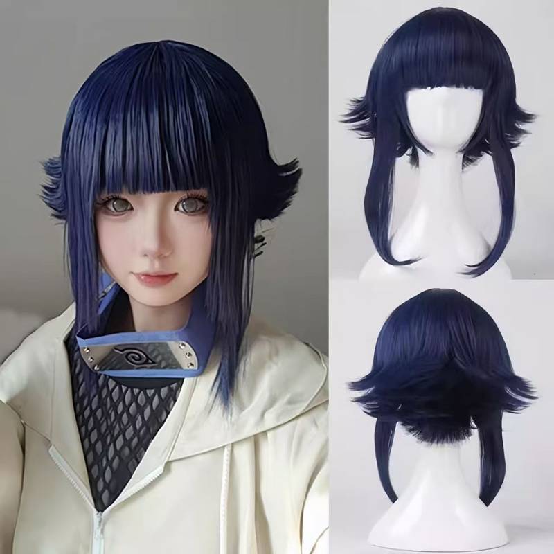 Naruto Hyuga Hinata Young Version Chutian Cosplay Wig Anti-Curling Short Hair NSYq