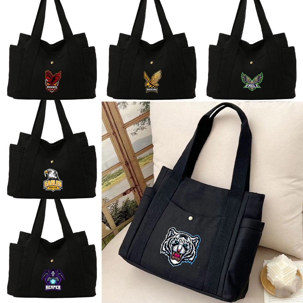 HOT Black zipper bag zipper bag large canvas bag with zipper multiple bags team logo  shoulder bag