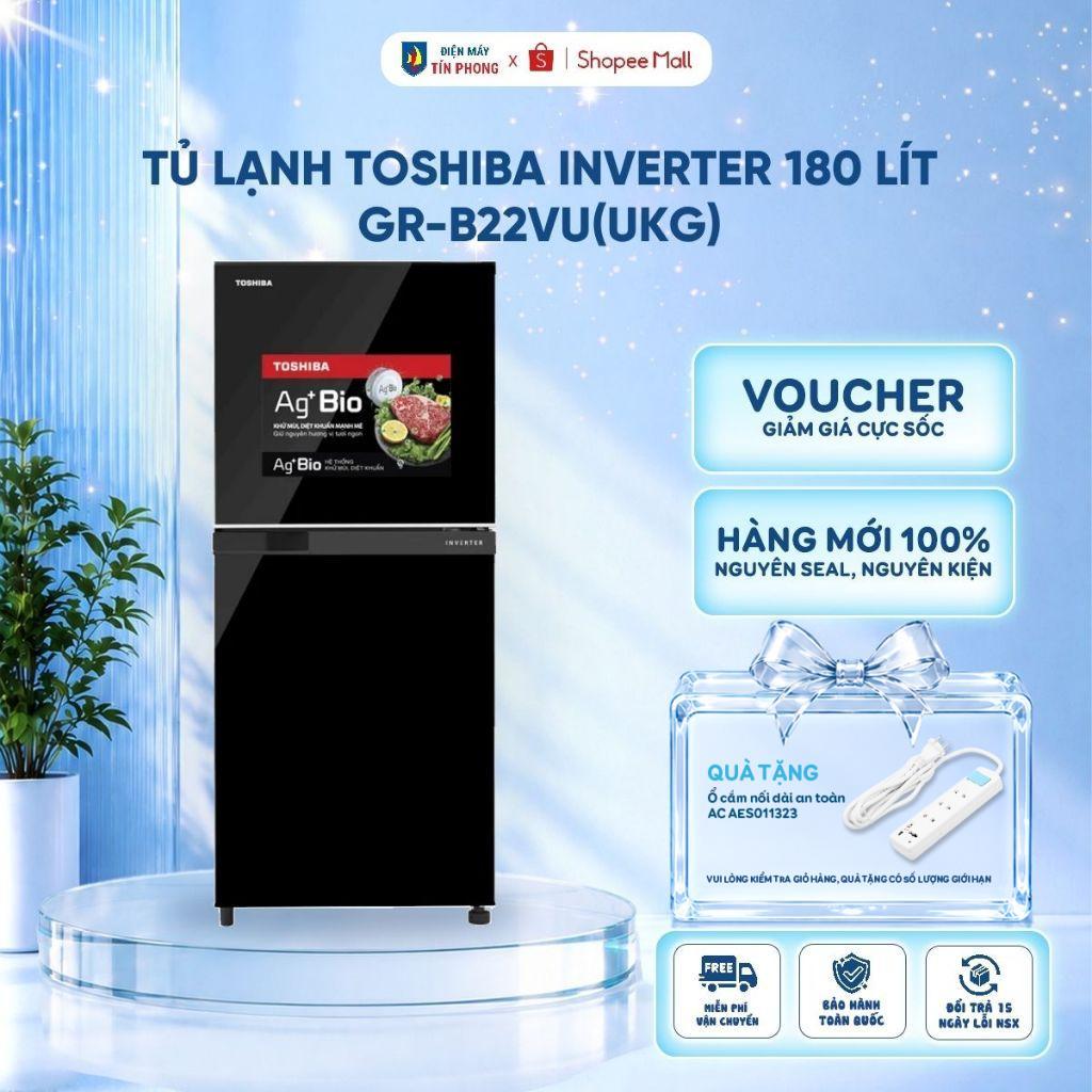 [Shopee - Giao lắp 0đ HCM-HN] Tủ lạnh Toshiba Inverter 180 lít GR-B22VU(UKG) | Tiết kiệm điện năng -
