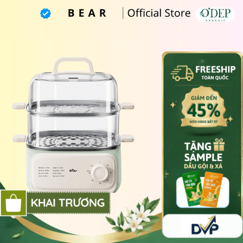 Nồi hấp/ Nồi lẩu điện đa năng 10.3L Bear EFS-4H30D - 2 khay hấp - SHOP DVP