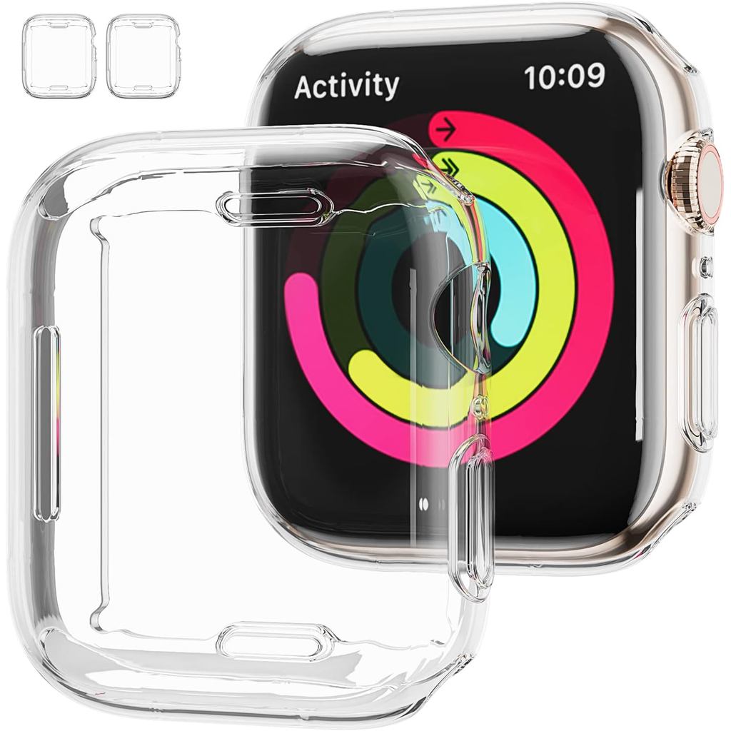 [2 Gói] Vỏ bảo vệ màn hình Apple Watch Series 9 / 8 / 7 41mm, JZK Soft Slim TPU xung quanh Vỏ bảo vệ