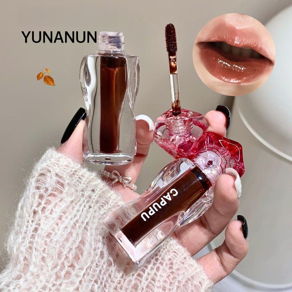 YUNAUN Mirror Lip Gloss, 3g Crystal Matte Lip Glaze, Non-Stick Cup Hydrating Long-Lasting Brightenin
