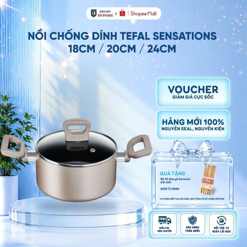Nồi chống dính Tefal SensationS 18cm / 20cm / 24cm - Hàng chính hãng - Bảo hành 2 năm - Hỏa tốc 2h