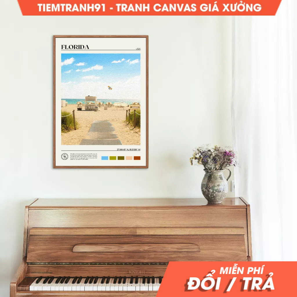 Tranh treo tường, Oil Paint, Florida Wall Art, Florida Poster, Florida Photo, Florida Wall Decor, US