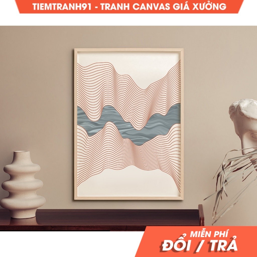Tranh treo tường, Mountain Contour Line Art, Mountain Valley WallArt, Soundwaves Art, tặng kèm đinh 